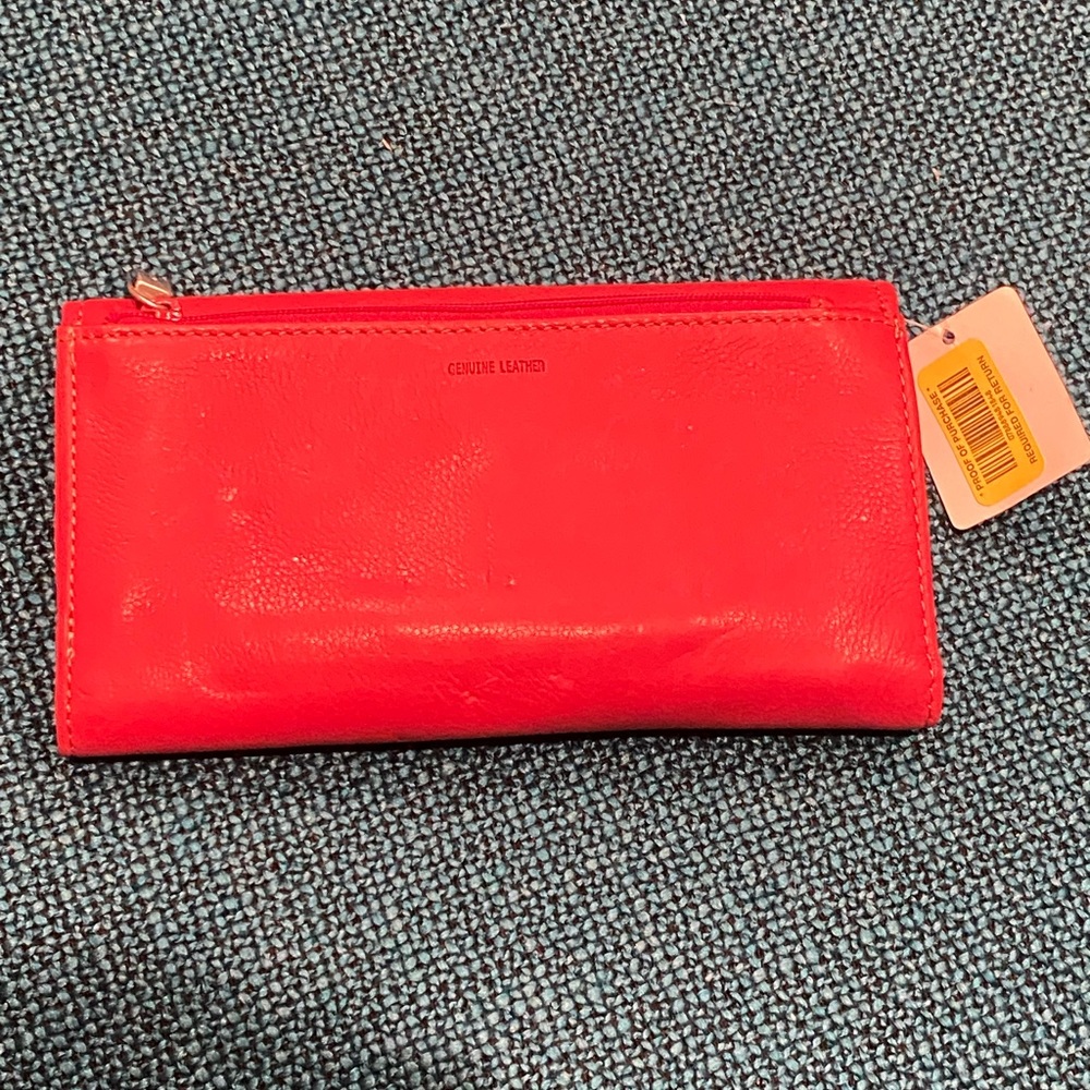Fossil Coral-Red Leather Envelope Wallet - Picture 5 of 7